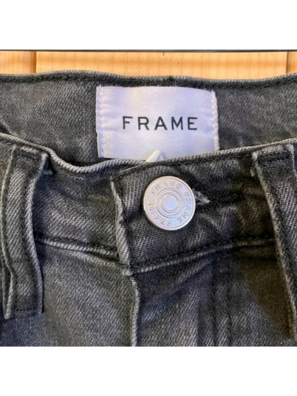 Frame Womens Le Jane Crop Raw Hem Fray Denim Jeans Size 25 Black Obsidian AN EXC - Picture 6 of 12